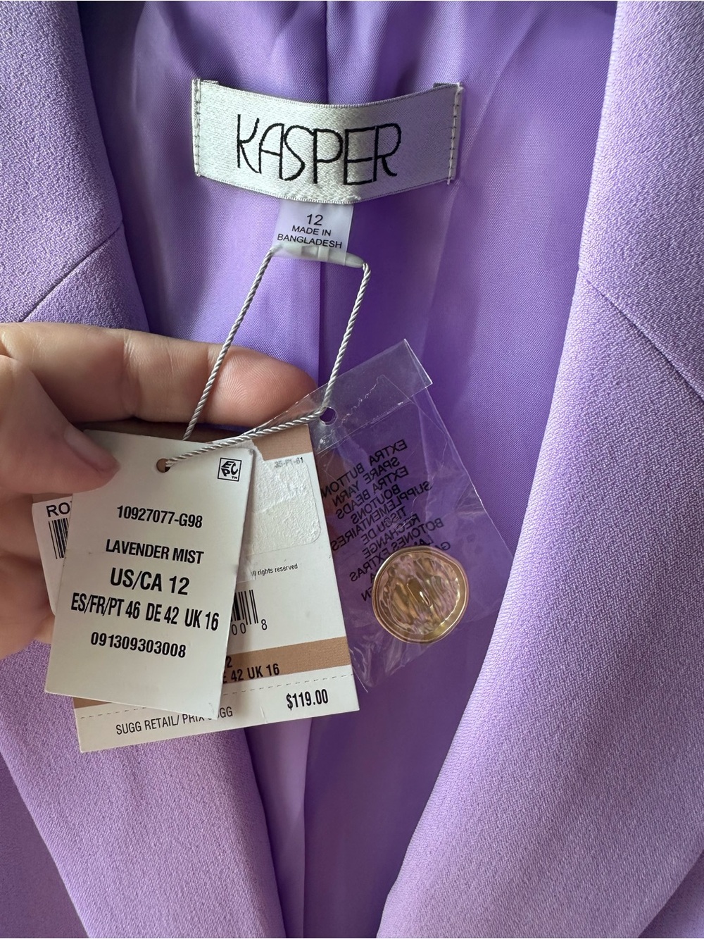 Kasper Lavender Mist Single-Button Women's Blazer - Picture 3 of 4